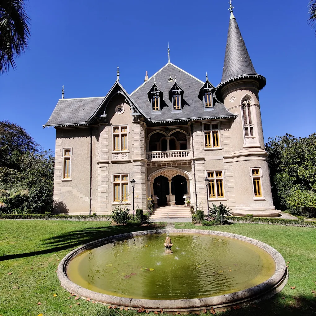 Biester Palace Sintra neo-Gothic facade, conceived 1880 by playwright Ernesto Biester, architect Jose Luis Monteiro